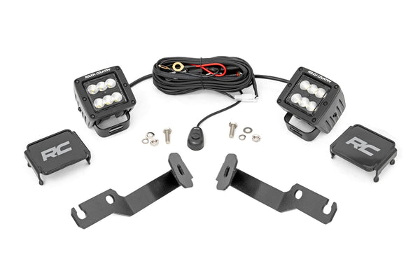 Rough Country - LED Light Kit - Ditch Mount - 2" Black Pair - Flood - Toyota Tacoma (05-15)