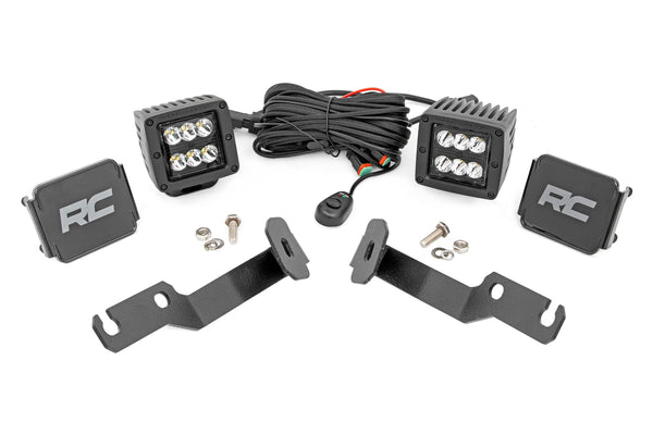 Rough Country - LED Light Kit - Ditch Mount - 2" Black Pair - Spot - Toyota Tacoma (05-15)