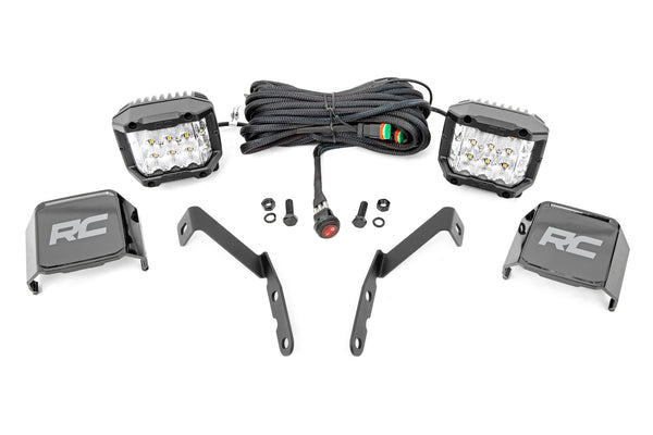 Rough Country - LED Light Kit - Ditch Mount - 3" OSRAM - Wide - Chevy 1500 & Chevy/GMC 2500HD/3500HD (07-14)
