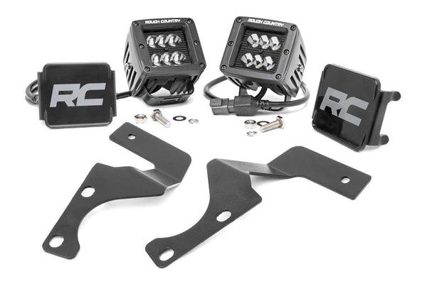 Rough Country - LED Light Kit - Ditch Mount - 2" Black Flood Pair - Toyota 4Runner (10-24)