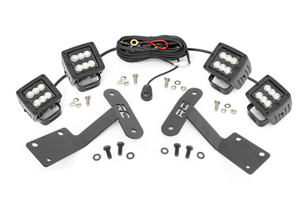 Rough Country - LED Light Kit - Ditch Mount - Dual 2" Black Pairs - Flood - Toyota Tundra (14-21)