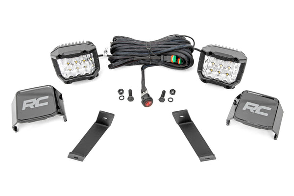 Rough Country - LED Light Kit - Ditch Mount - 3" OSRAM - Wide - Jeep Cherokee KL (14-21)