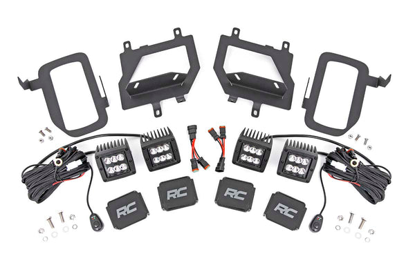 Rough Country - LED Light Kit - Fog Mount - Dual 2" Black Pairs - Spot - Ford F-150 (15-17)