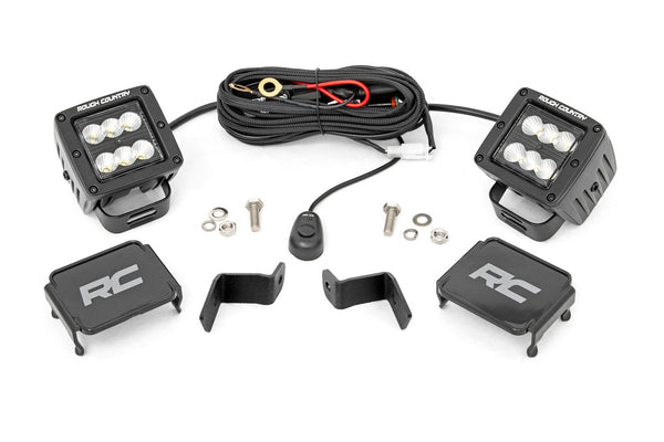 Rough Country - LED Light Kit - Ditch Mount - 2" Black Pair - Flood - Ford F-150 (15-25)/F-150 Lightning (22-25)