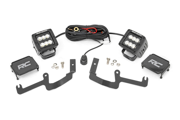 Rough Country - LED Light Kit - Ditch Mount - 2" Black Pair - Flood - Chevy Silverado 1500 (19-24)
