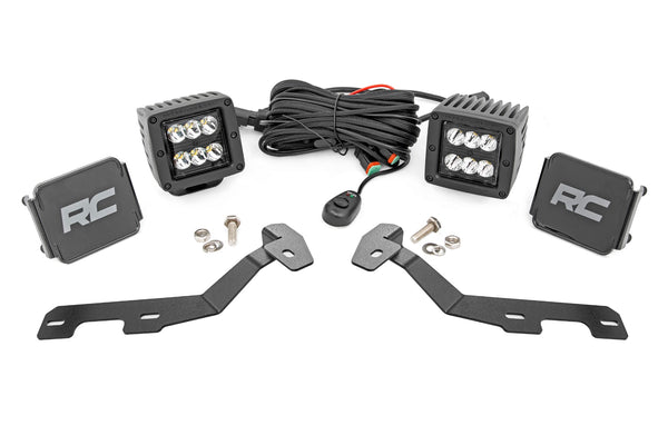 Rough Country - LED Light Kit - Ditch Mount - 2" Black Pair - Spot - Ram 1500 2WD/4WD (19-25)