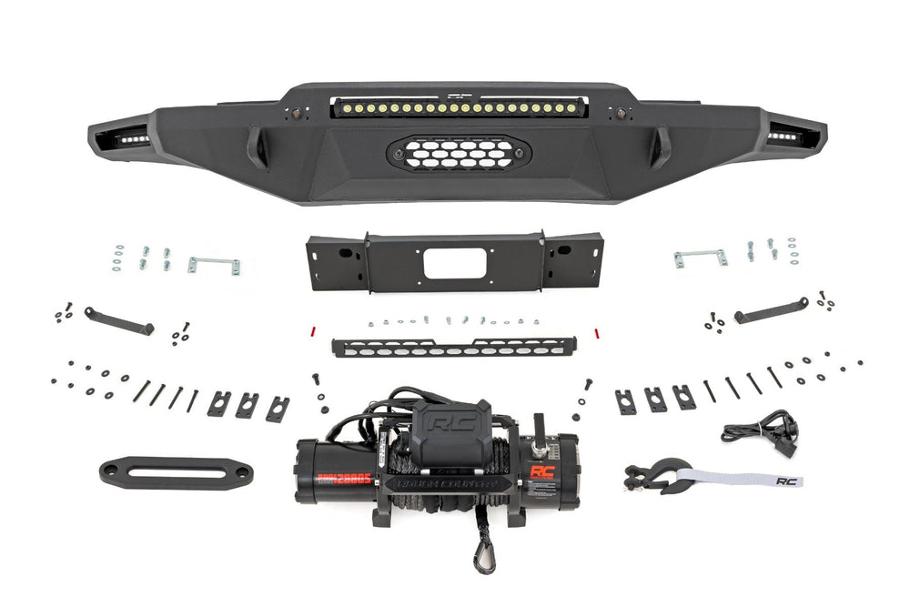 Rough Country - Hybrid Front Bumper - 12000S - Blk LED w/ White DRL - Toyota Tundra (22-25)