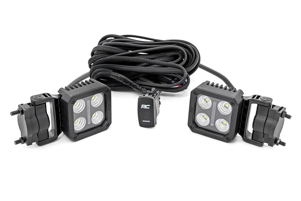 Rough Country - Black Series LED Light Pair - 2 Inch - Flood - Swivel Mount