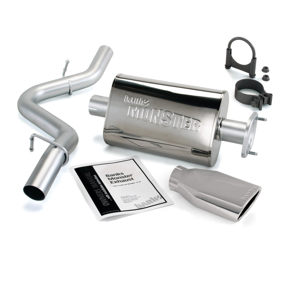 Monster Exhaust System 2000-03 Wrangler TJ 2.5L/4.0L, w/Cat outlet 2 bolt flange
