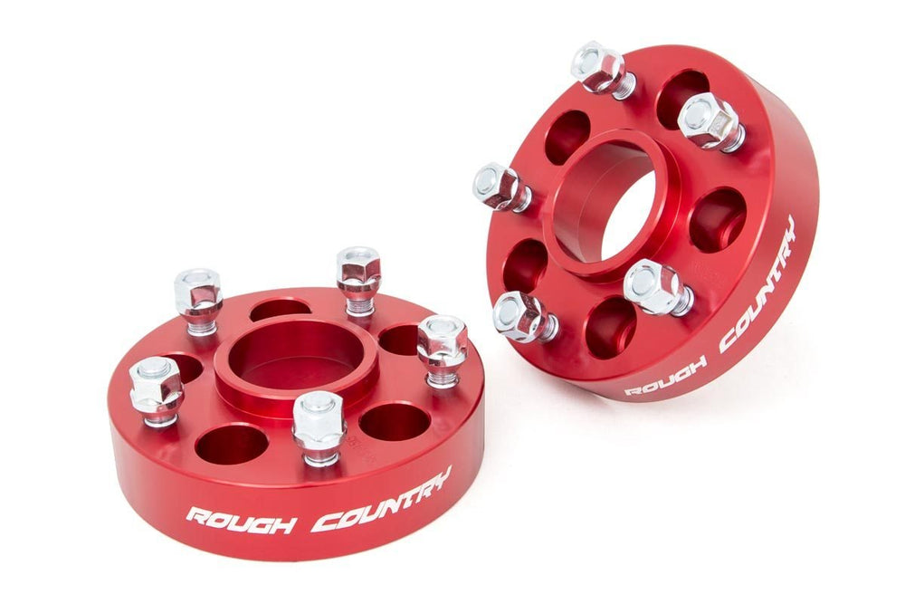 Rough Country - 1.5 Inch Wheel Adapters - 5x4.5 to 5x5 - Red - Jeep Comanche MJ/Wrangler TJ/Wrangler Unlimited