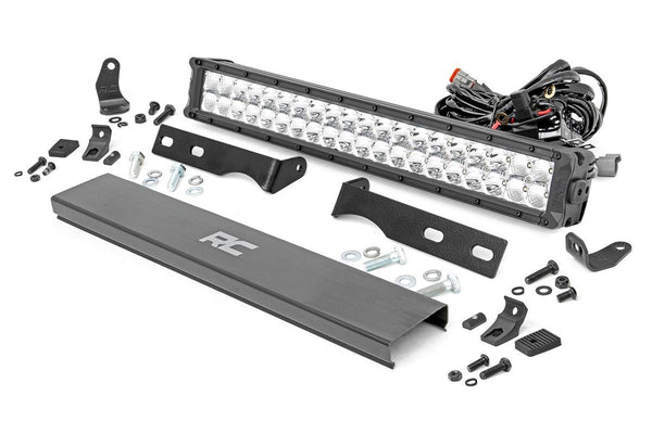Rough Country - LED Light Kit - Bumper Mount - 20" Chrome Dual Row - Amber DRL - Jeep Grand Cherokee WK2 (11-20)