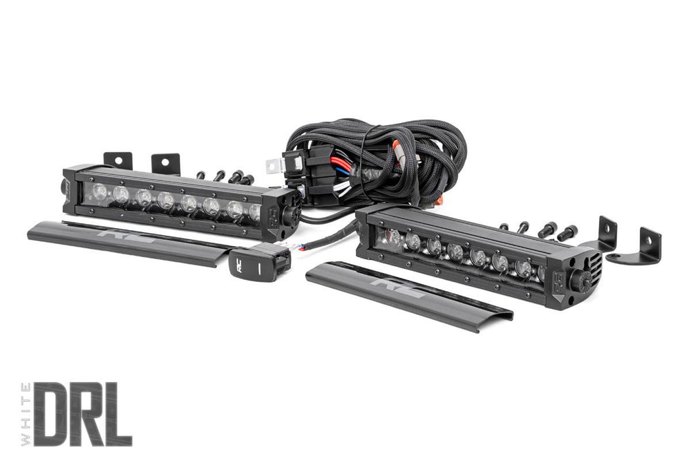 Rough Country - 8 Inch Black Series LED Light Bar - Single Row - Cool White DRL - Pair