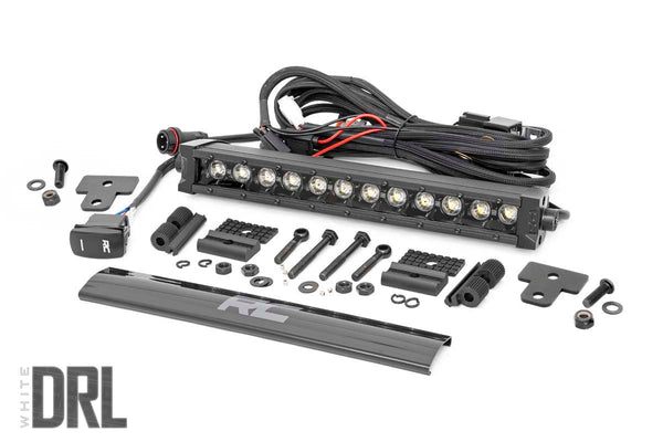 Rough Country - LED Light - Bumper Mount - 12" Black Single Row - White DRL - Can-Am Defender HD 8/HD 9/HD 10
