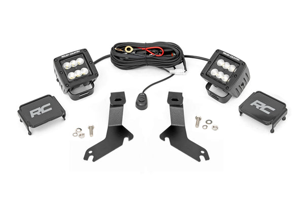 Rough Country - LED Light Kit - Ditch Mount - 2" Black Pair - Flood - Chevy Silverado 1500 (99-06)/Tahoe (00-06)