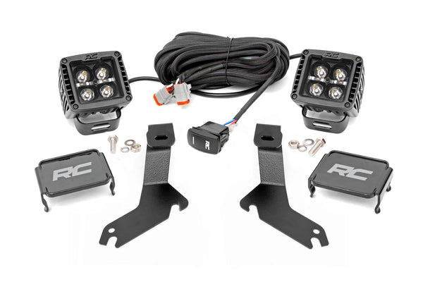 Rough Country - LED Light Kit - Ditch Mount - 2" Black Pair - Amber DRL - Chevy Silverado 1500 (99-06)