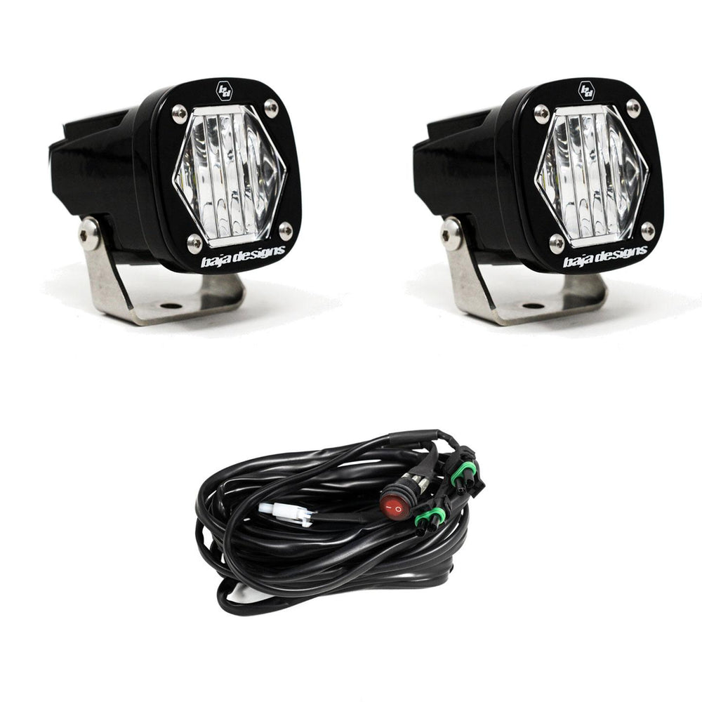 S1 Black LED Light Pod Pair (Wide Cornering; Clear)