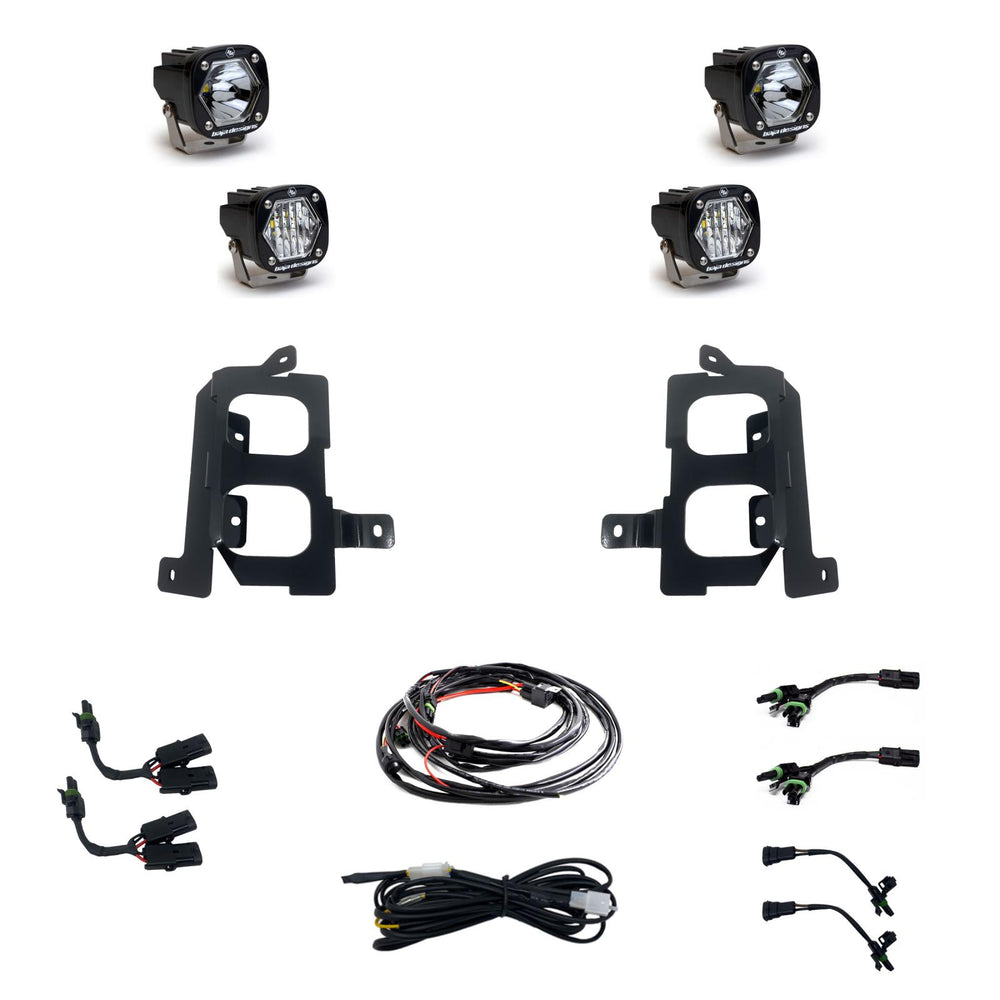 S1 Dual Fog Pocket Kit - '20-22 Sierra 2500HD/3500HD (Wide Cornering/Spot; Clear/Clear)