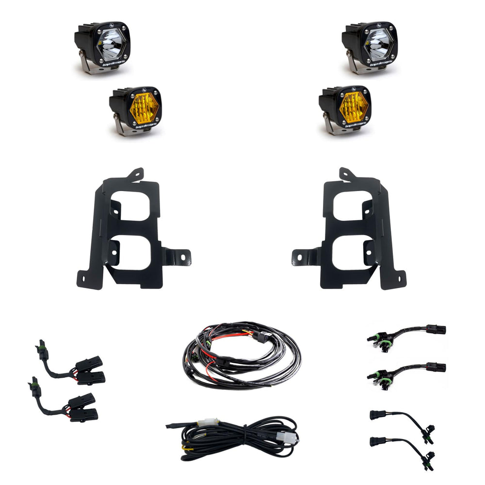 S1 Dual Fog Pocket Kit - '19-22 Sierra 1500 (Wide Cornering/Spot; Baja Amber/Clear)