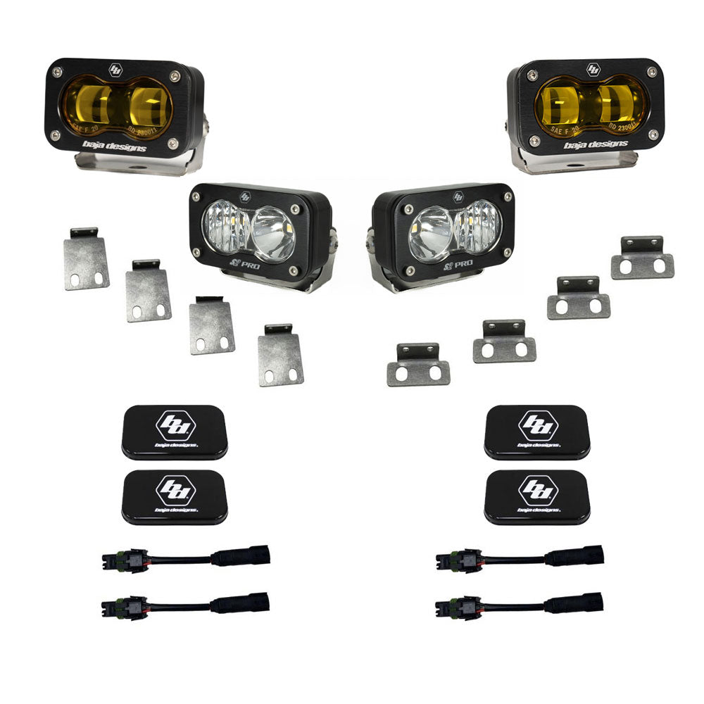 S2 SAE Amber/S2 Pro Fog Pocket Kits - Ford '21-25 F-150 Raptor, '23-25 Bronco Raptor, '24-25 F-150 Raptor 37/R