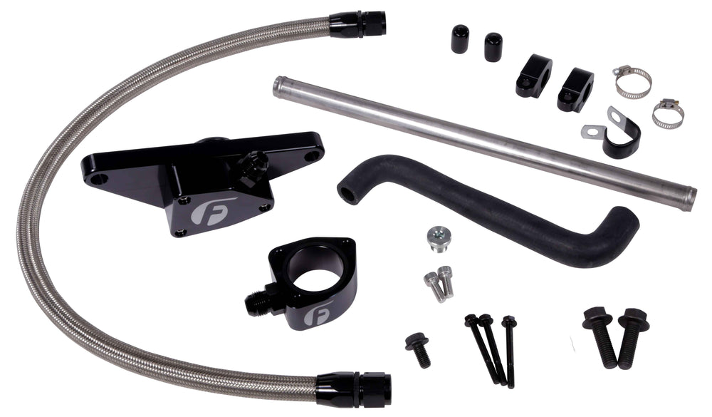 Fleece Performance - Cummins Coolant Bypass Kit (2003-2005 Auto Trans) w/ Stainless Steel Braided Line - FPE-CLNTBYPS-CUMMINS-0305-SS