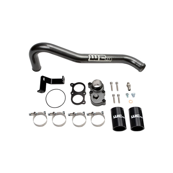 2006-2010 LBZ/LMM Duramax Top Outlet Billet Thermostat Housing and Upper Coolant Pipe Kit Bengal Blue