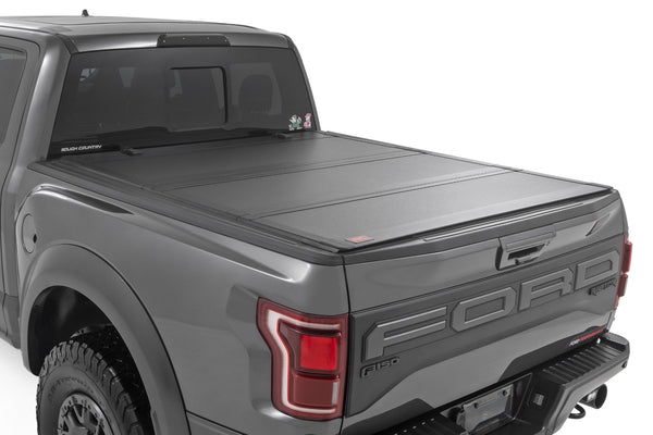 Rough Country - Hard Tri-Fold Flip Up Bed Cover - 5'7" Bed - Ford F-150 (21-25)/F-150 Lightning (22-25)