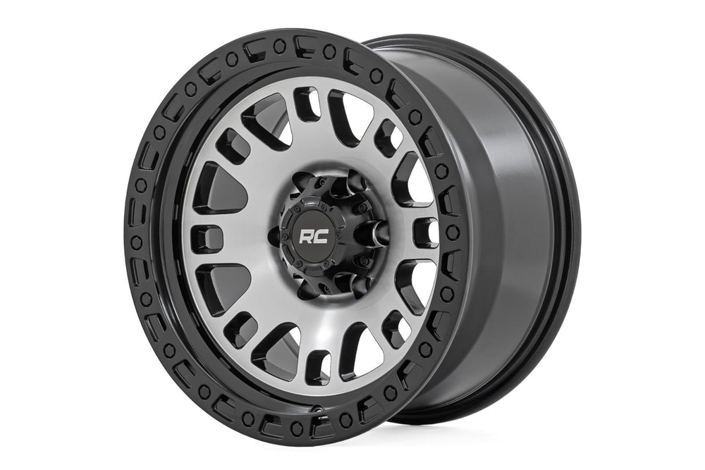 Rough Country - 82 Series Wheel/One-Piece/Machined Semi Gloss Black/17x9/5x5/-12mm