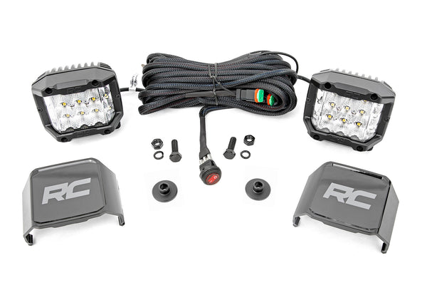 Rough Country - LED Light Kit - Ditch Mount - 2" Chrome Pair - Wide - Ford Bronco 4WD (21-25)