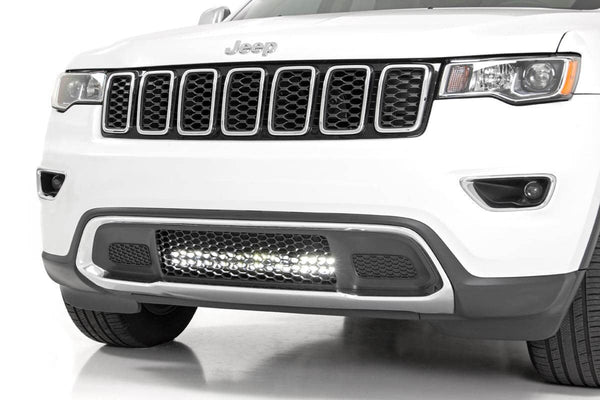 Rough Country - LED Light Kit - Bumper Mount - 20" Black Dual Row- Amber DRL - Jeep Grand Cherokee WK2 (11-20)