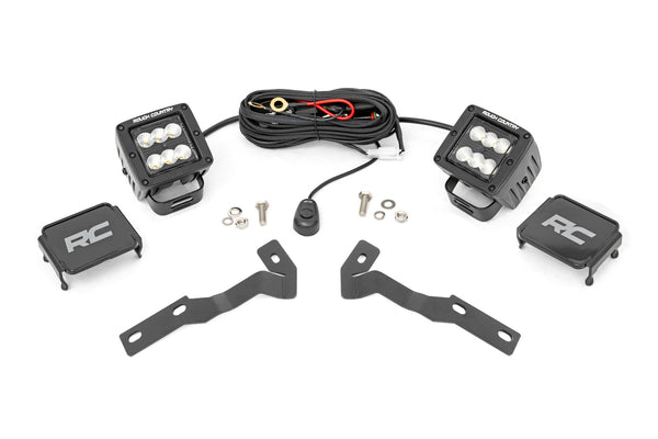 Rough Country - LED Light Kit - Ditch Mount - 2" Black Pair - Flood - Toyota Tacoma (16-23)