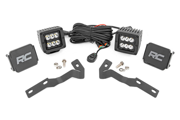 Rough Country - LED Light Kit - Ditch Mount - 2" Black Pair - Spot - Toyota Tacoma (16-23)