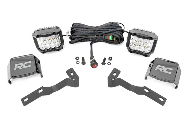 Rough Country - LED Light Kit - Ditch Mount - 3" OSRAM - Wide - Toyota Tacoma 2WD/4WD (16-23)