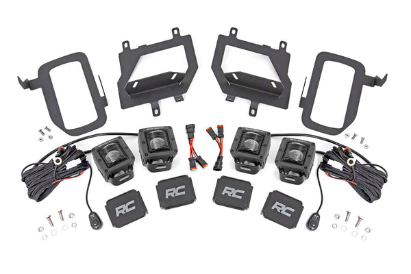 Rough Country - LED Light Kit - Fog Mount - Dual 2" Black Pairs - SAE - Ford F-150 (15-17)