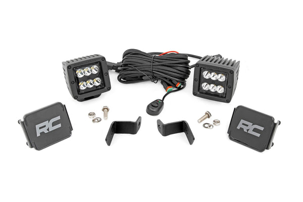 Rough Country - LED Light Kit - Ditch Mount - 2" Black Pair - Spot - Ford F-150 (15-25)/F-150 Lightning (22-25)