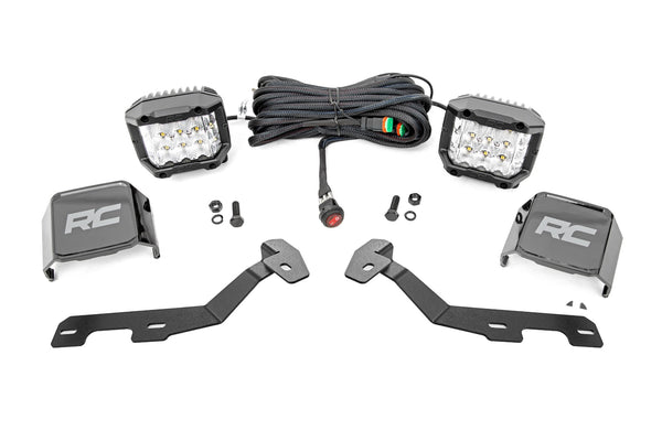 Rough Country - LED Light Kit - Ditch Mount - 3" OSRAM - Wide - Ram 1500 2WD/4WD (2019-2025)