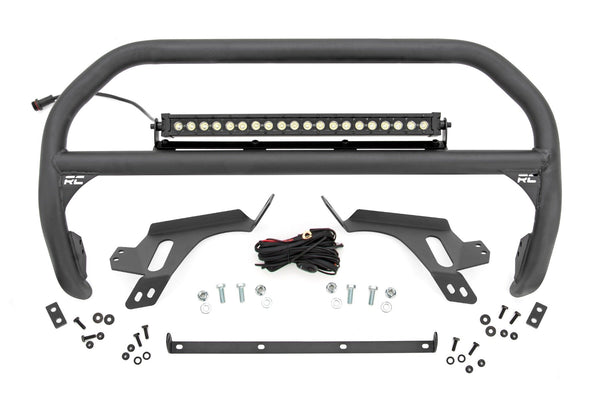 Rough Country - Nudge Bar - w/ Tow Hooks - 20 Inch BLK DRL Single Row LED - Ford Bronco Sport (21-24) - 51156