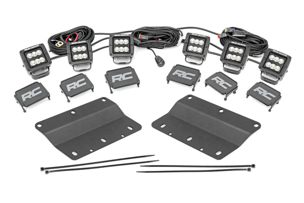 Rough Country - LED Light Kit - Fog Mount - Triple 2" Black Pair - Flood - Ford Bronco (21-25)