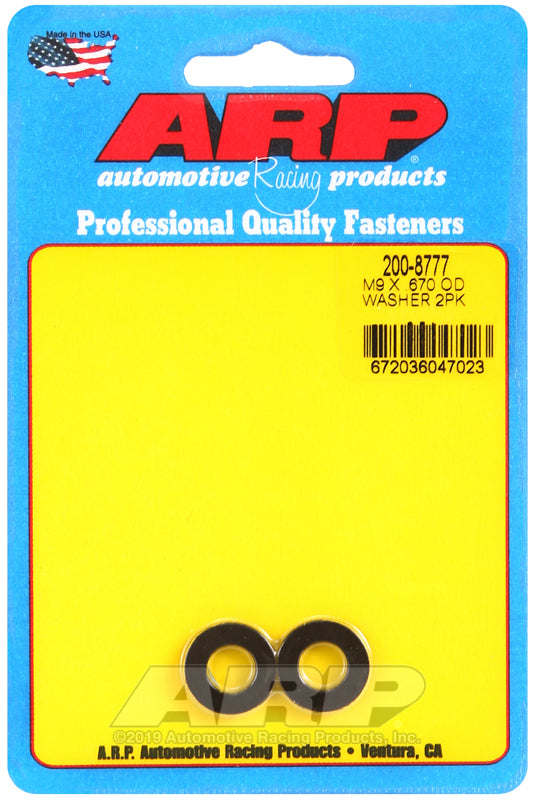 ARP M9 ID .670 OD Chamfer Black Washer - 2 Pack