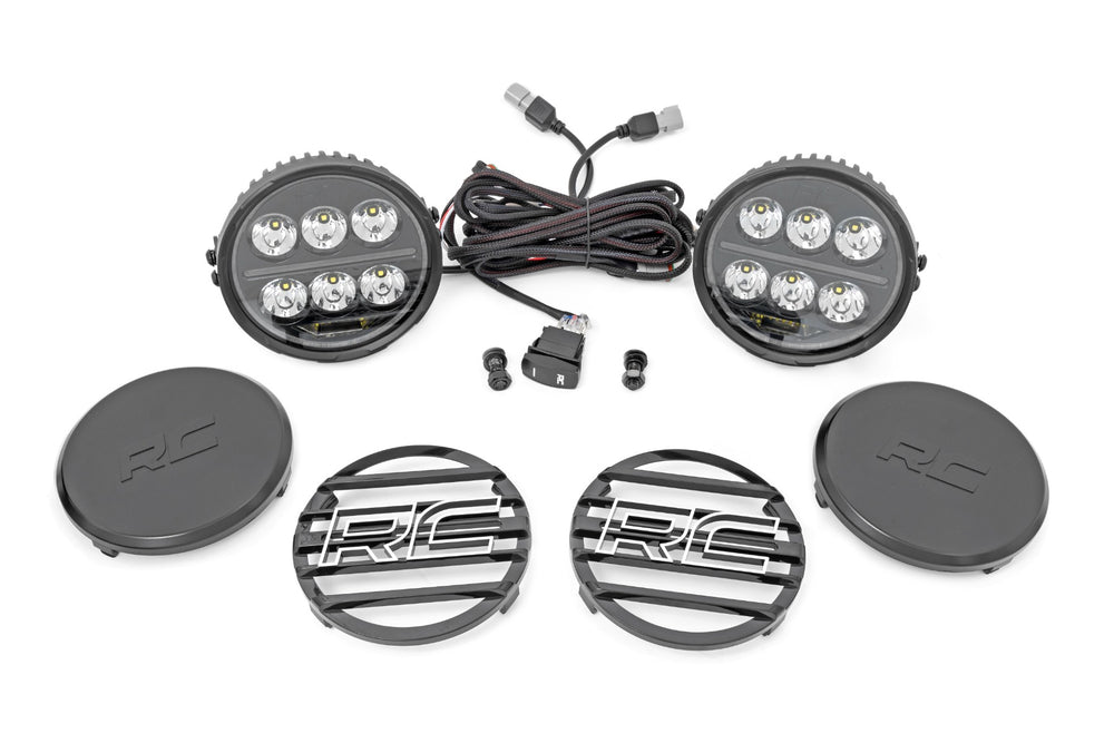 Rough Country - Black Series Halo LED Light Pair - White/Amber DRL - 6.5 Inch - Round