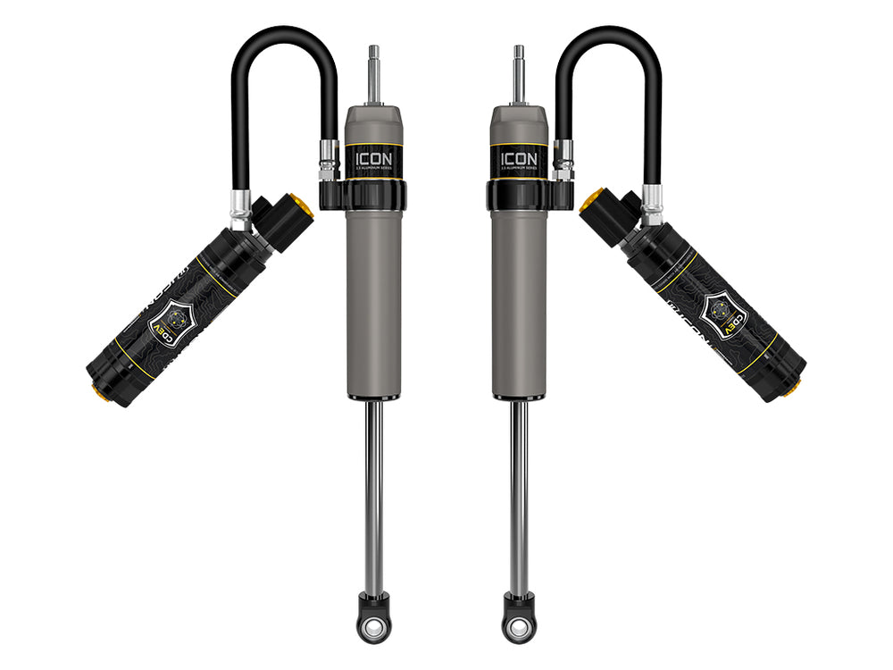 ICON 2017-2025 Ford F-250/F-350 Super Duty 4WD, 0-2.5” Lift, Front, V.S. 2.5 Aluminum Series Shock Absorbers, Remote Reservoir w/ CDEV, Pair