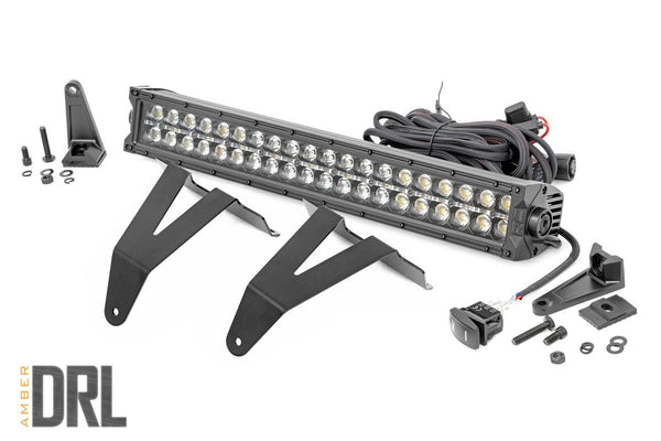 Rough Country - LED Light Kit - Bumper Mount - 20" Black Dual Row- Amber DRL - Ram 1500 (19-24)