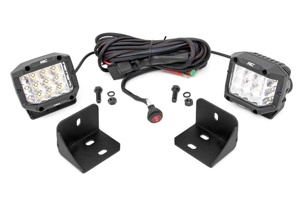 Rough Country - LED Light - Rear Cab Mount - 3" Chrome Pair - Wide Angle - Can-Am Defender HD 5/HD 8/HD 9/HD 10
