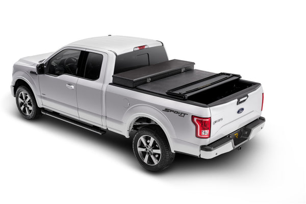 Trifecta Toolbox 2.0 Tonneau Cover-Black-Leather Grained Fabric-2017-2020 Nissan Titan 8ft. 2in. Bed without Utili-Track System