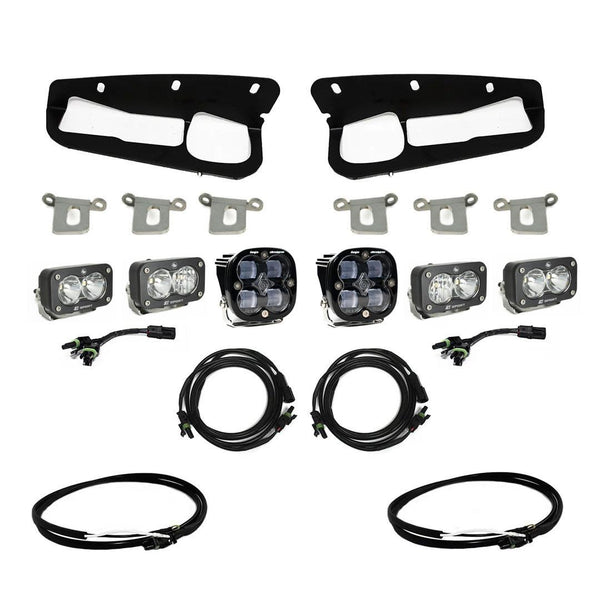 Squadron SAE/Dual S2 Sport Steel Bumper Fog Pocket Kit - '21-25 Bronco; '22-25 Bronco Raptor; Steel Bumper (SAE Fog; Clear; Upfitter Wiring)