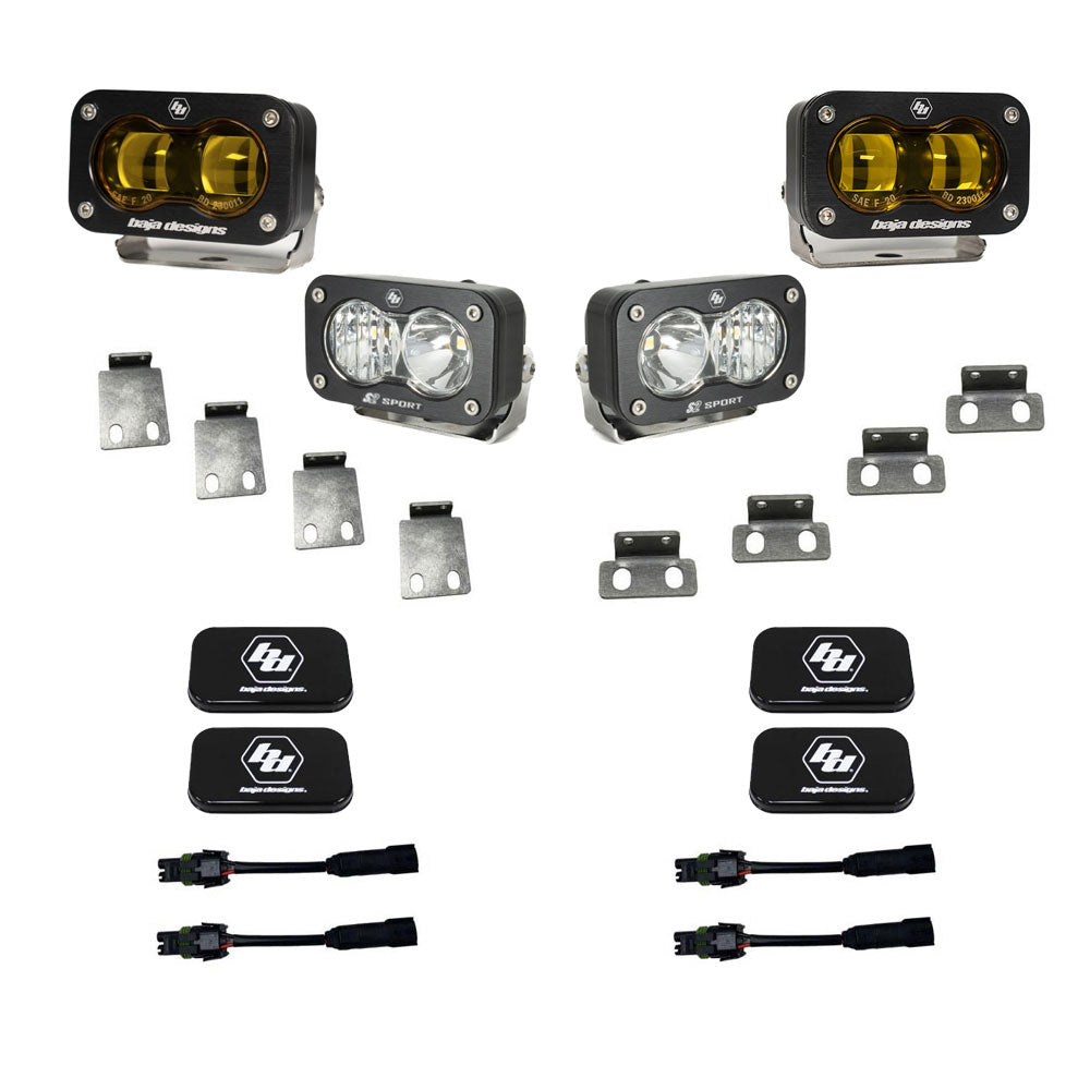 S2 SAE Amber/S2 Sport Fog Pocket Kits - Ford '21-25 F-150 Raptor, '23-25 Bronco Raptor, '24-25 F-150 Raptor 37/R
