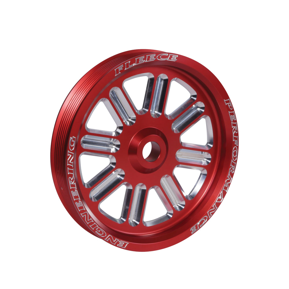 Fleece Performance - Cummins Dual Pump Spoke Pulley (for use with FPE dual pump bracket) RED - FPE-34211-RED-SPK
