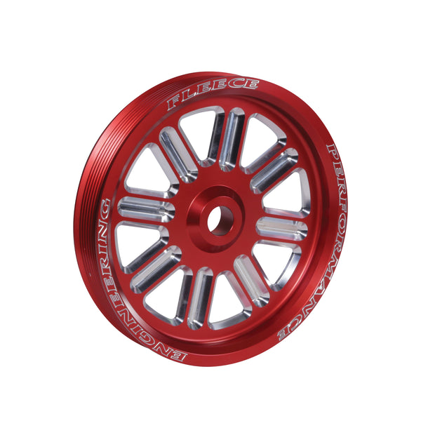 Fleece Performance - Cummins Dual Pump Spoke Pulley (for use with FPE dual pump bracket) RED - FPE-34211-RED-SPK