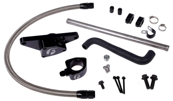 Fleece Performance - Cummins Coolant Bypass Kit (2003-2005 Auto Trans) w/ Stainless Steel Braided Line - FPE-CLNTBYPS-CUMMINS-0305-SS