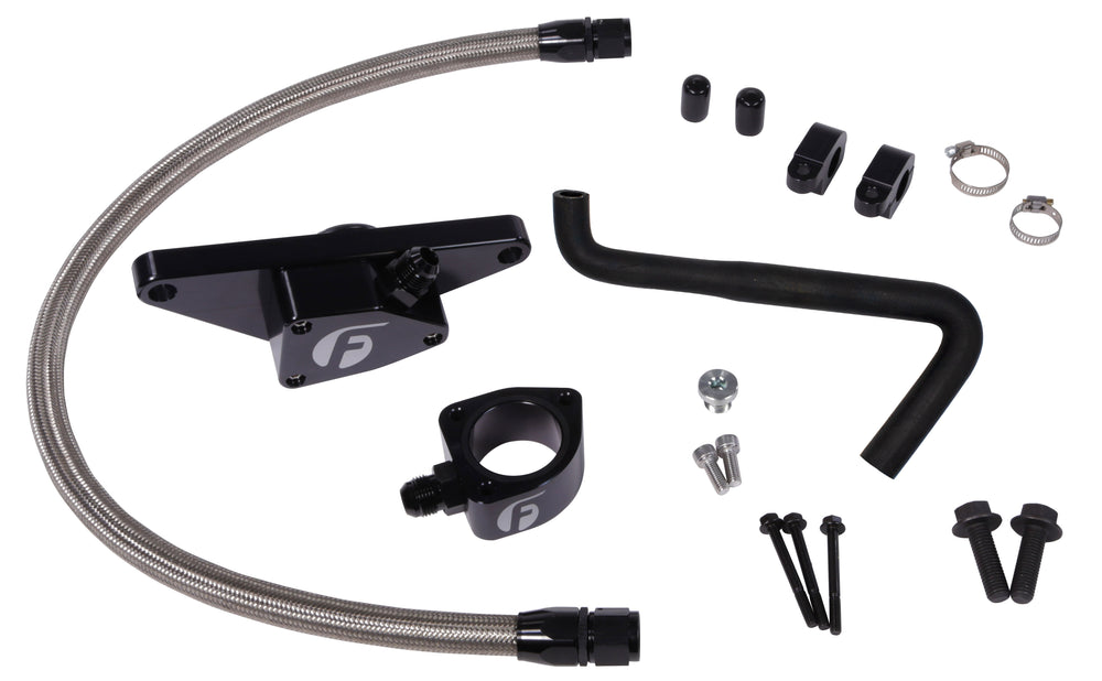 Fleece Performance - Cummins Coolant Bypass Kit (2006-2007 Auto Trans) w/ Stainless Steel Braided Line - FPE-CLNTBYPS-CUMMINS-0607-SS