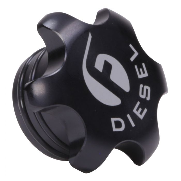 Fleece Performance - Fleece Performance Black Anodized Billet Fuel Cap for 2013-2018 Cummins - FPE-FC-1316-BLK